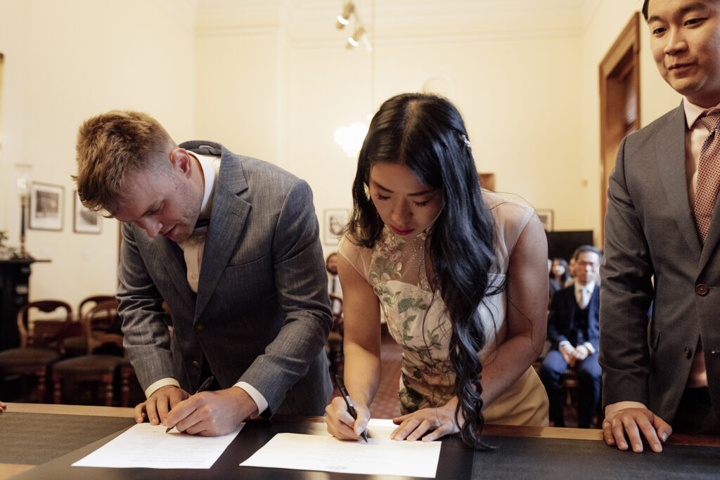 A Couple getting married at Melbourne town hall