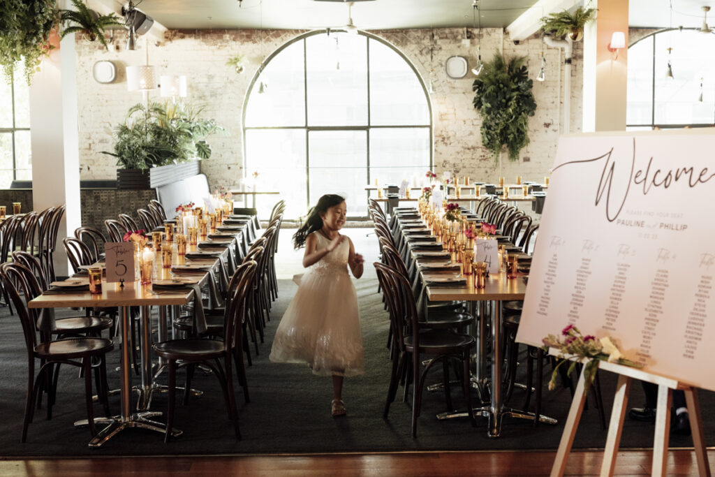 Panama Dining Room Melbourne wedding photography. A couple having their wedding photos taken in Panama Dining room, that are happy and laughing.