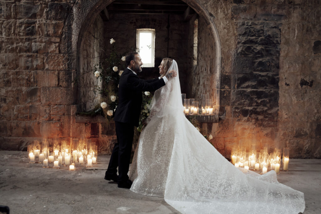Provenance wedding photography. A couple having their wedding photos in a unique wedding venue, taken in Provenance in the grand Hall.