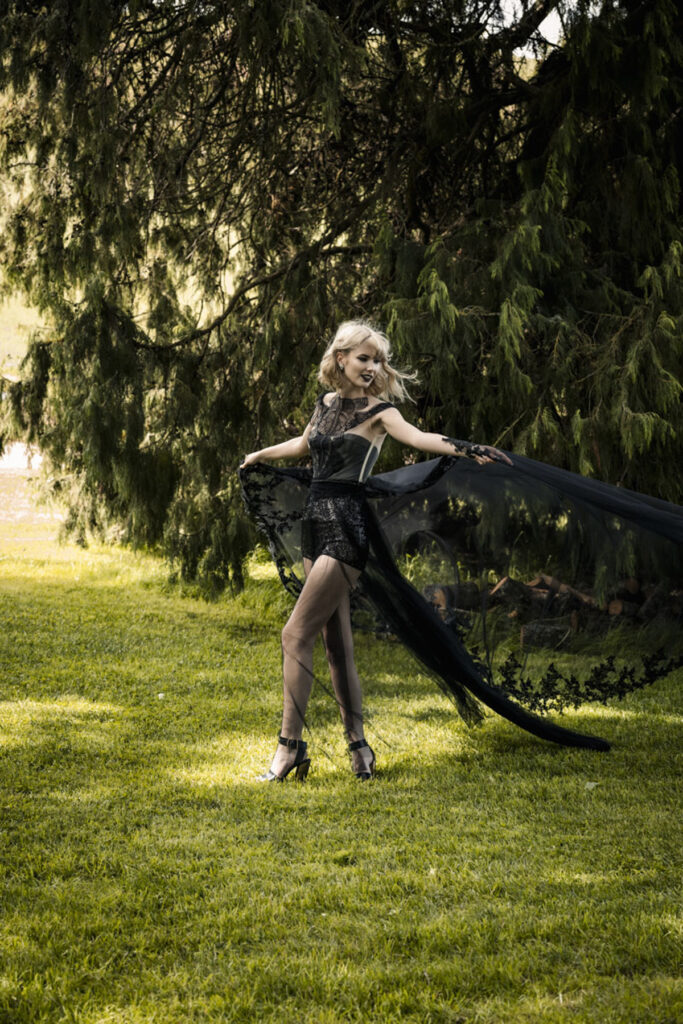 LGBTQI+ wedding in Macedon Ranges. Macedon ranges wedding photographer. Lesbian wedding in Dayelsford. Alternate wedding. Moody Wedding vibes. Black Wedding dress