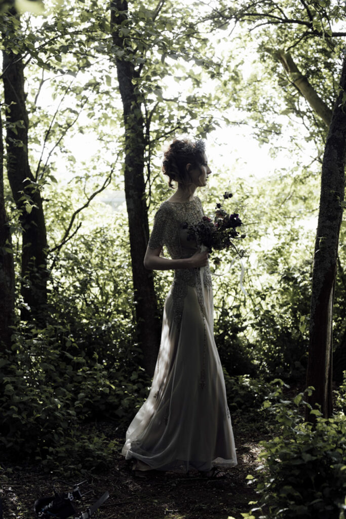 LGBTQI+ wedding in Macedon Ranges. Macedon ranges wedding photographer. Lesbian wedding in Dayelsford. Alternate wedding. Moody Wedding vibes. Dark Wedding dress. Witchy vibes