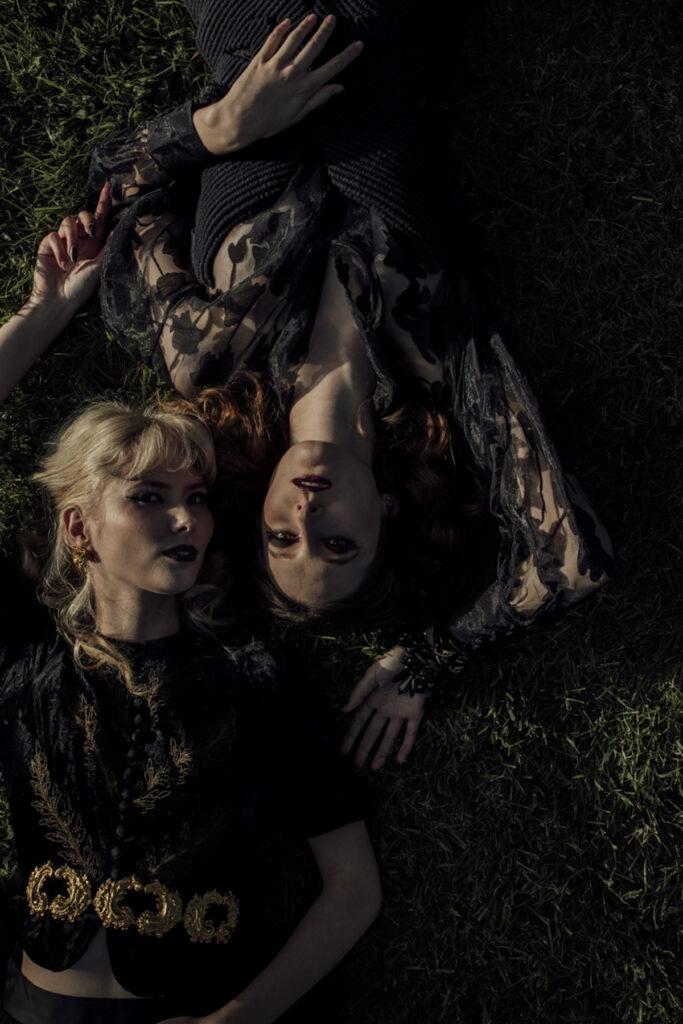 LGBTQI+ wedding in Macedon Ranges. Macedon ranges wedding photographer. Lesbian wedding in Dayelsford. Alternate wedding. Moody Wedding vibes. Dark Wedding dress. Witchy vibes