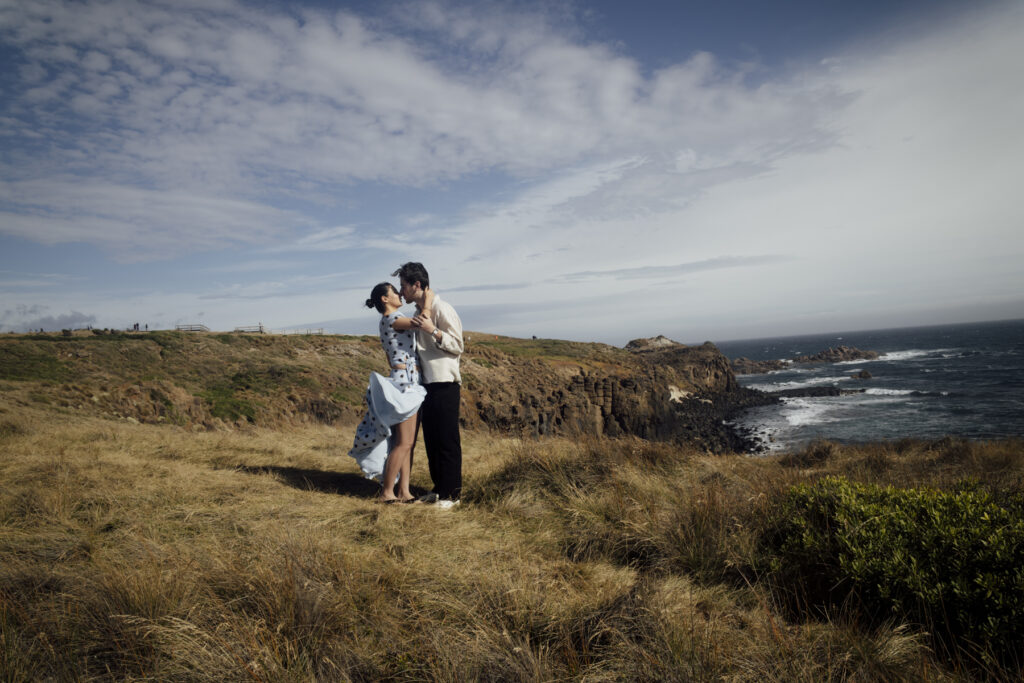 Melbourne Proposal Photography, Phillip Island proposal. Engagement photos in Phillip Isnad. Phillip Island. Proposal in Melbourne. Cinimatic photography.
