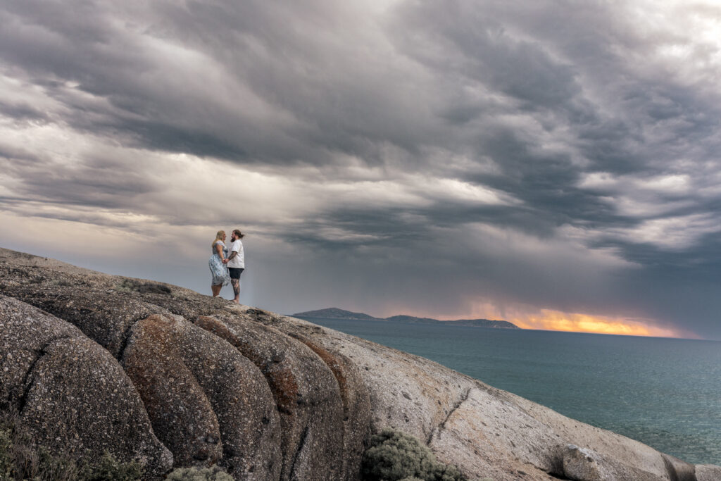 Wilsons Prom. Melbourne Proposal photographer. Wilsons prom photography. Engagement photos Wilsons Prom. Melbourne engagement photos. Stormy weather photos.